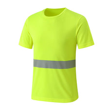 Safety Reflective High Visibility Quick Drying Fluorescent Yellow Short Sleeve T-shirt Free Shipping